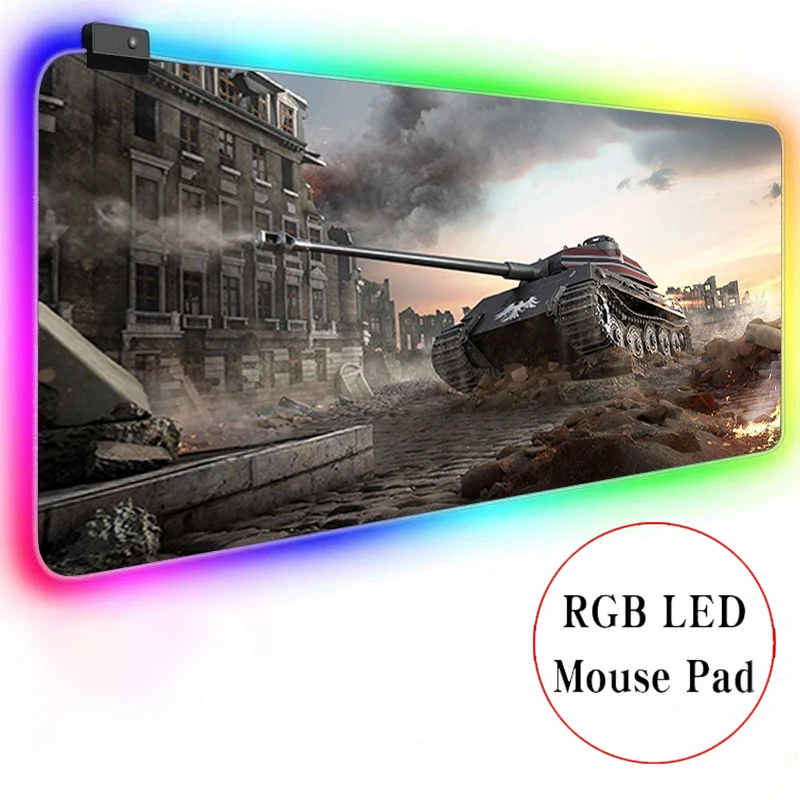 

World tank war RGB Large Gaming Mouse Pad 900x400/300X600mm 300x800 LED Lighting Mousepad Gamer Computer Desk Mat Pad Gamer