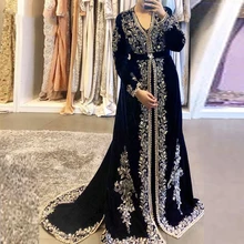LORIE – robe de soirée en dentelle bleu marine, caftan marocain, dubaï, élégante, avec des applications en velours, arabie saoudite, robes de bal formelles  (2)