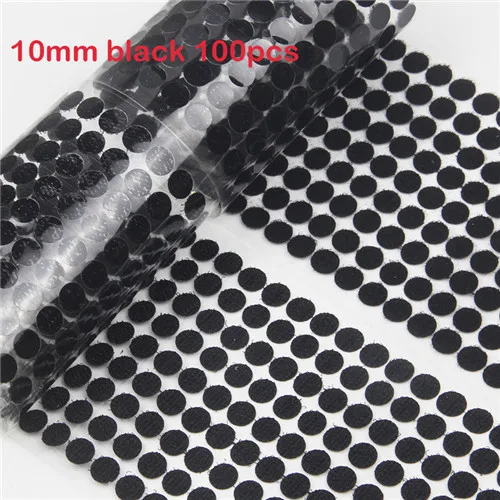 Волшебная лента Velcros Dots Sticks Boob Tape нейлоновая петля-крючок двухсторонняя самозастежка прочная клейкая лента клей для дома 100 пар - Цвет: 10mm black 100pairs