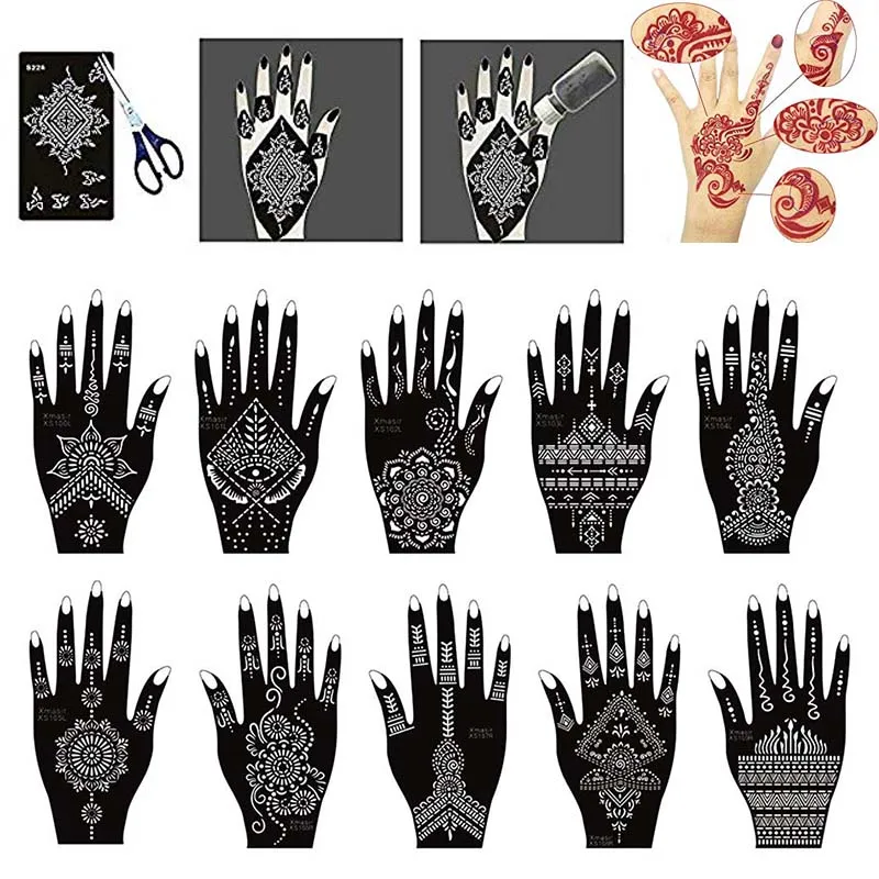 22 шт./компл. Аэрограф хна трафарет татуировки для рисования тела дети взрослые
