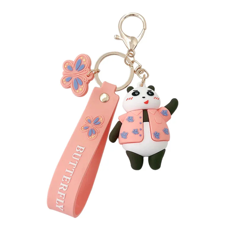 

Creative gutta percha cartoon panda key ring pendant cute couple bag doll pendant simple pair of small gifts