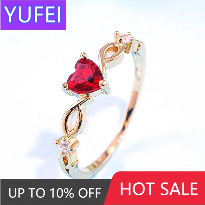 

Huitan Simple Heart Ring For Women Female Cute Finger Rings Romantic Birthday Gift For Girlfriend Fashion Zircon Stone Jewelry