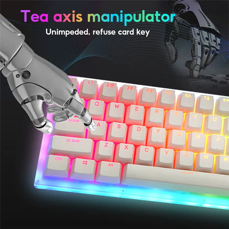 gamakay k61 61 keys mechanical gaming keyboard tyce c wired rgb backlit keyboard gateron switch crystalline base hot swappable free global shipping