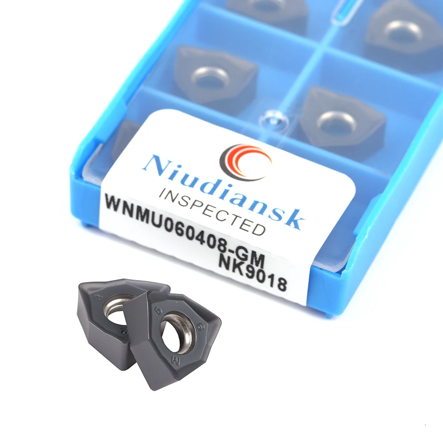 

10pcs WNMU060408-GM NK9018 U drill blade CNC lathe turning blade carbide cutting insert for processing stainless steel materials