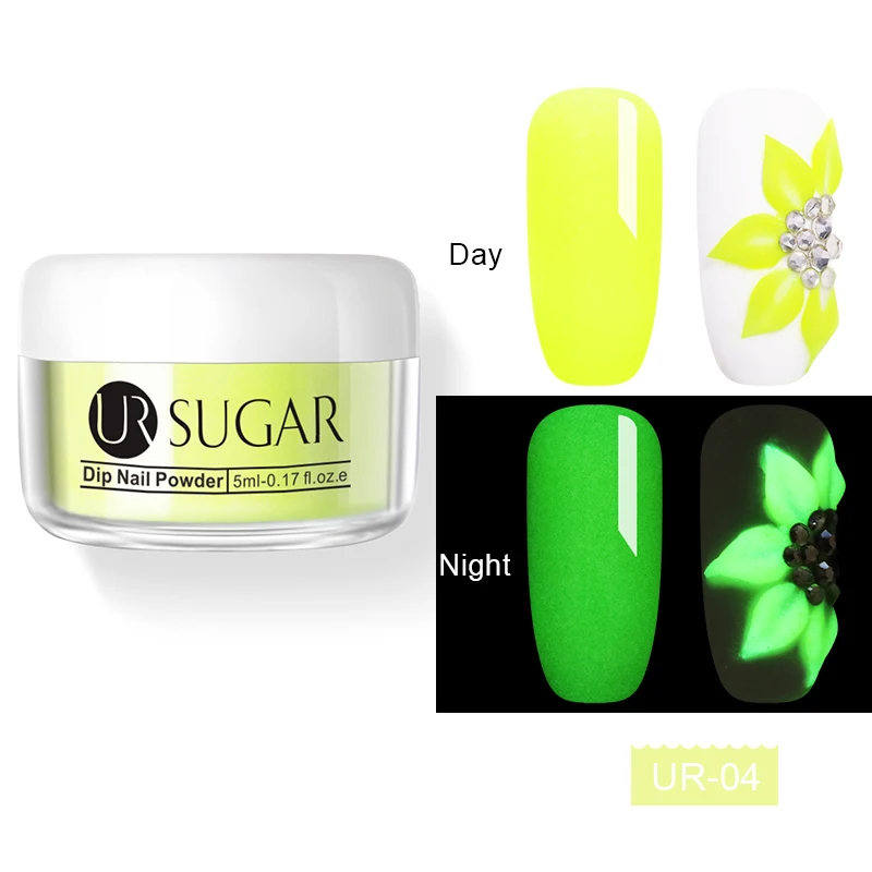 Luminous 4 Ur Sugar 5 мл флуоресцентный 3 в 1 Dip порошок для ногтей акриловая пудра для вырезания наращивание ногтей натуральный сухой без лампы - Цвет: Luminous 4