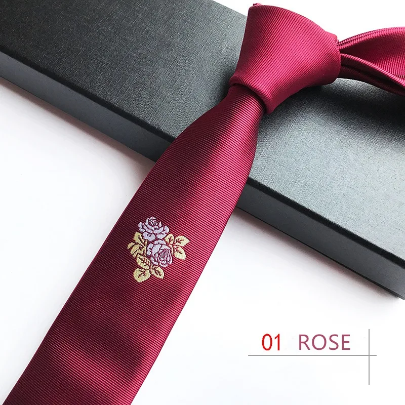 Высокое качество 5 см узкий галстук розовый галстук вышивка Корейская Магнолия вышивка знак гравата молодой человек галстук мужской галстук