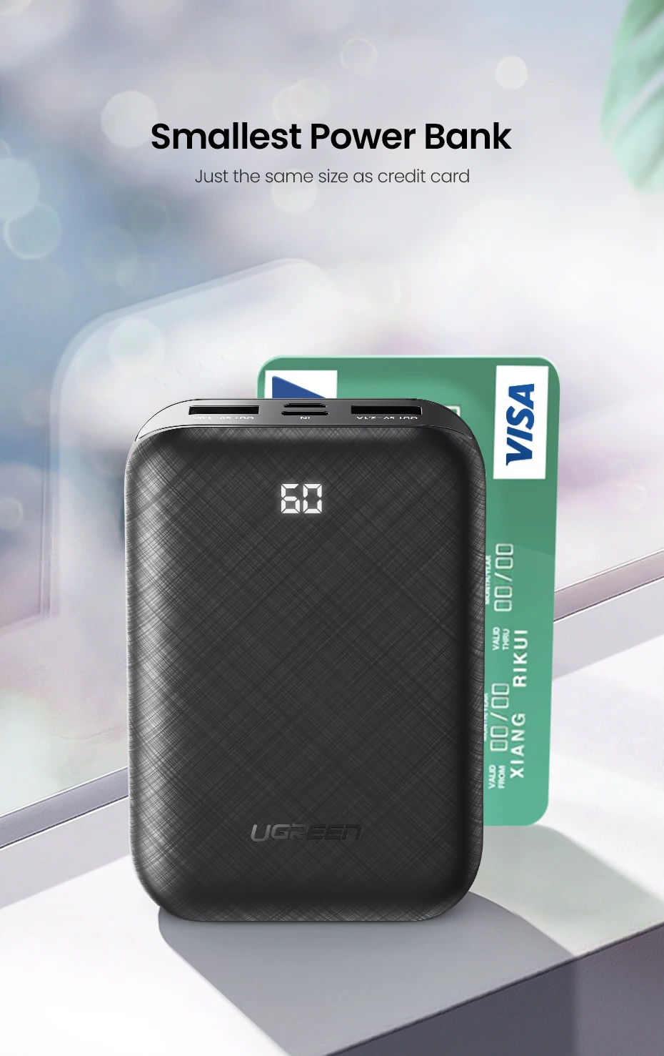 Ugreen power Bank 10000 мАч портативное зарядное устройство Внешняя батарея для мобильного телефона быстрое зарядное устройство для Xiaomi samsung S10 Mini power bank