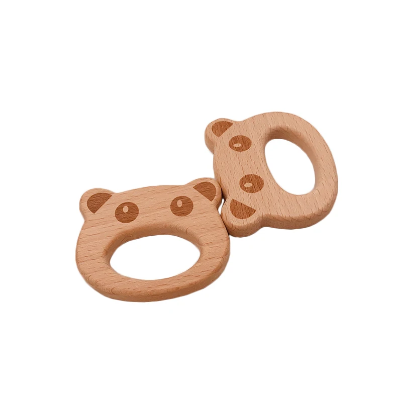 Kissteether-juguete Molar de oso gordo para beb&eacute;, anillo Molar de madera de haya de grado alimenticio, juguete para ni&ntilde;os, Molar de madera Diy-4