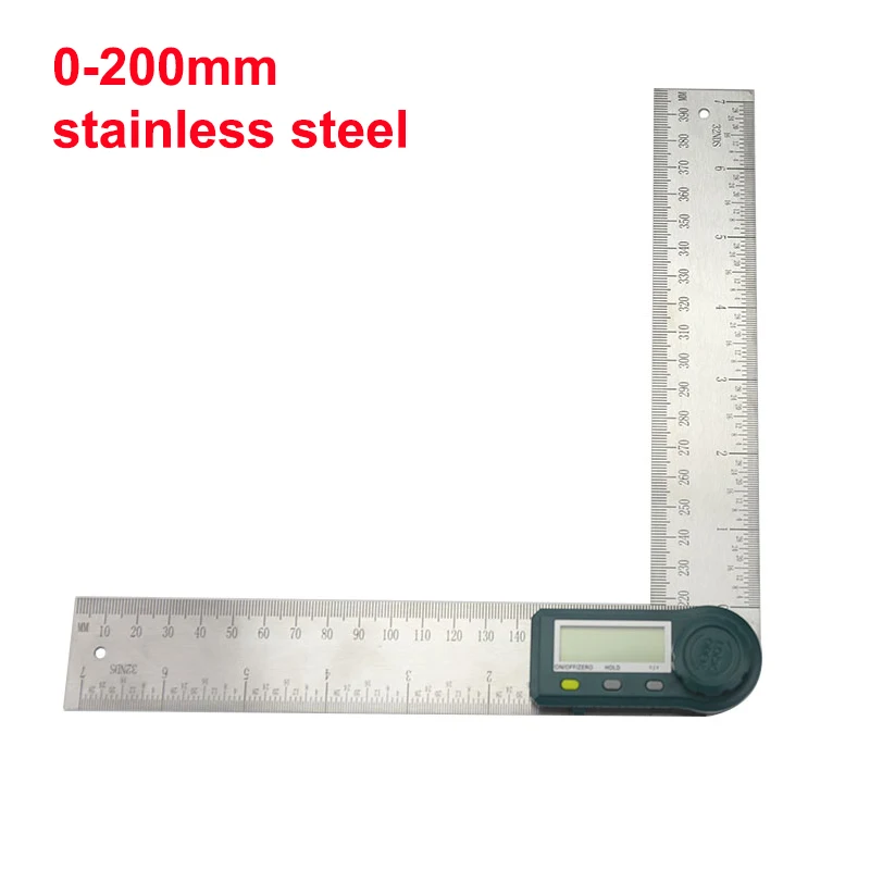 200mm stainless 0-200 мм 0-300 мм цифровая угловая линейка из нержавеющей стали Инклинометр углеродное волокно электронный Гониометр транспортир угломер - Цвет: 200mm stainless