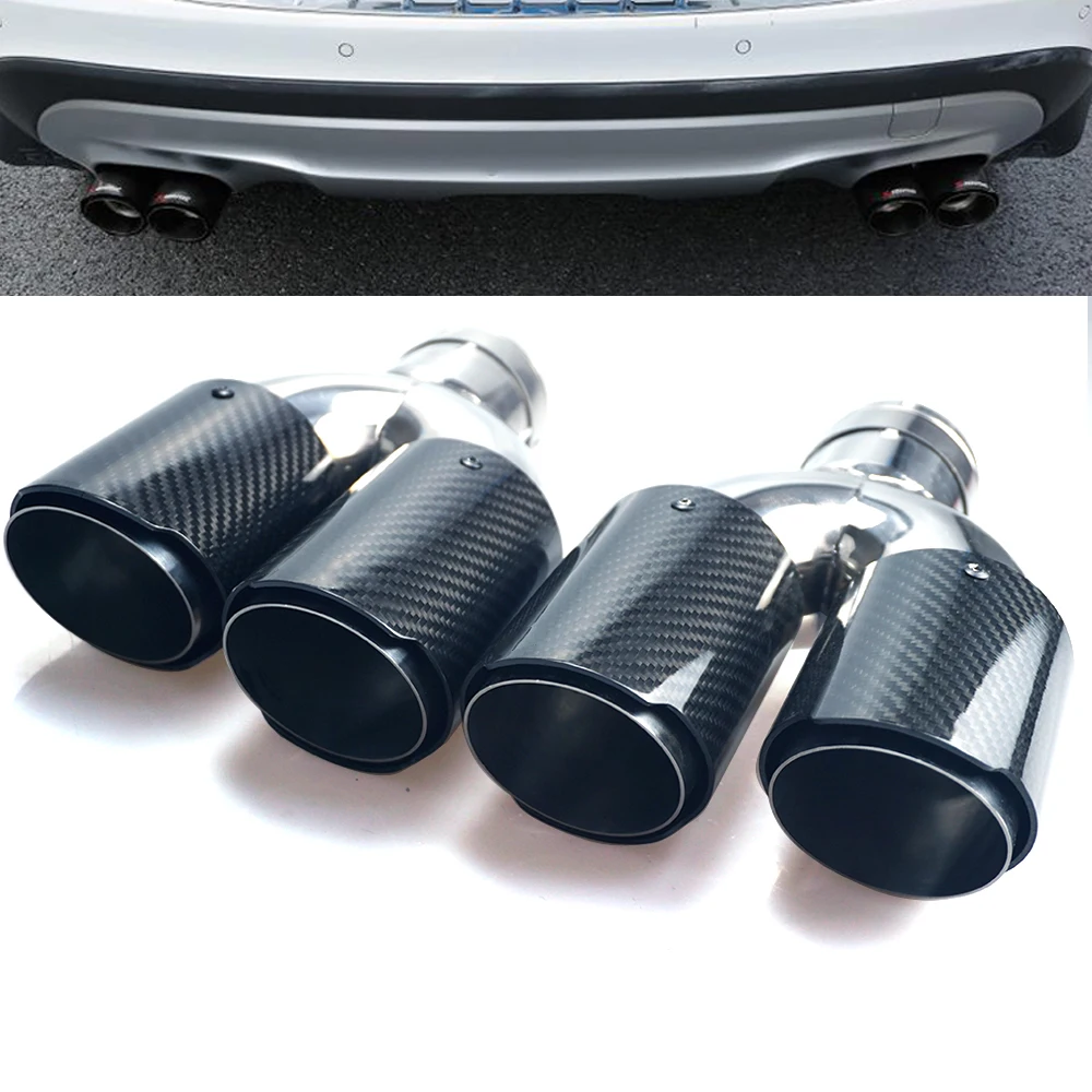 Подлинные автомобильные аксессуары двойная выпускная труба 76 мм из натурального