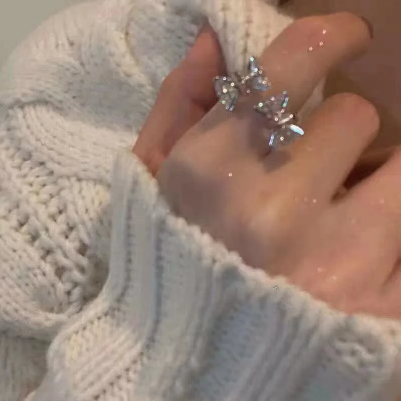 

ins Super Fairy Princess Temperament Bow New Design Sense Open Personalized Fashion Design Ring Female Suitable For Party Dance