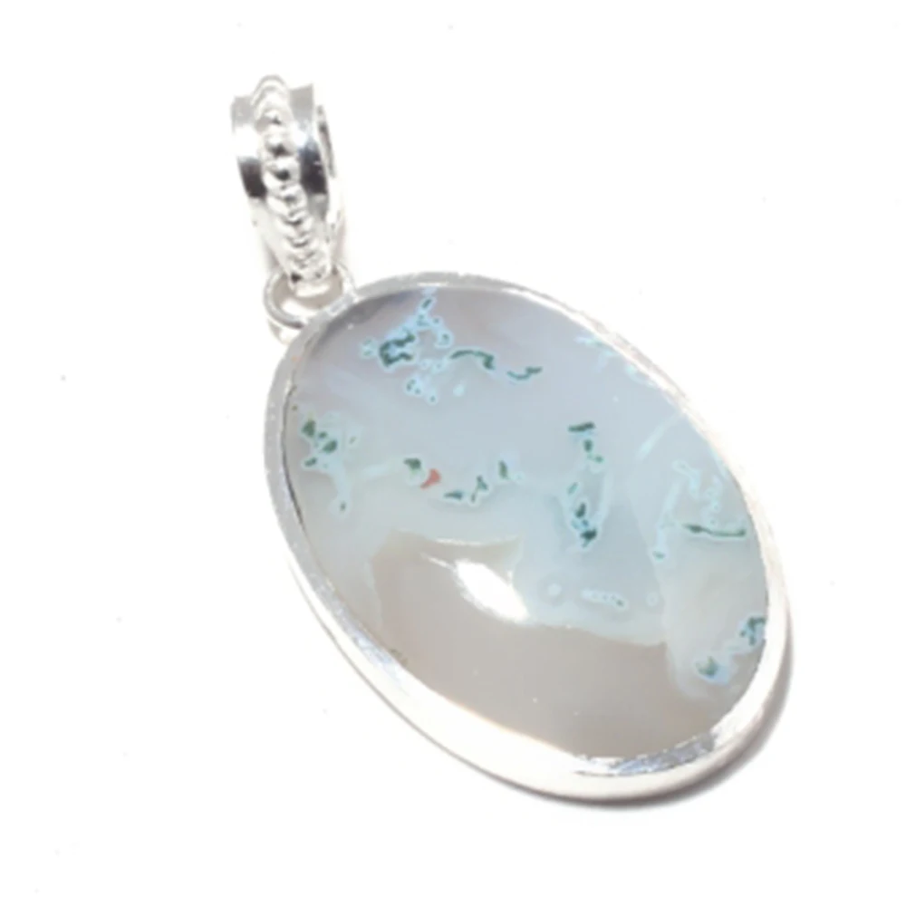 Натуральные моховые Агаты подвеска из серебра с покрытием меди ручная работа