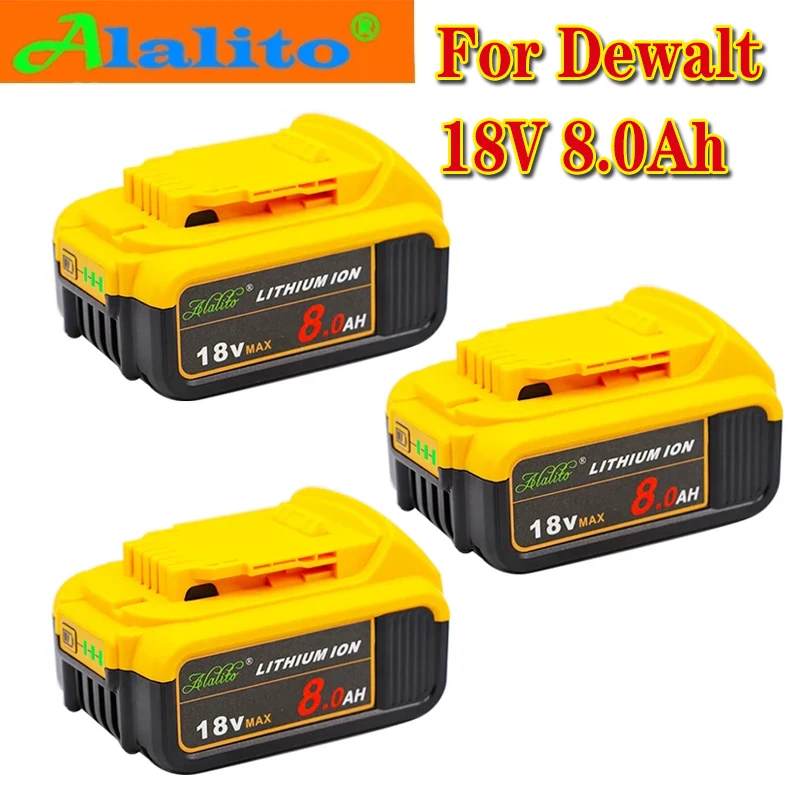 3 шт. 18 в 8.0Ah Макс XR Батарея електричюеского инструмента Замена для DeWalt DCB184 DCB181 DCB182