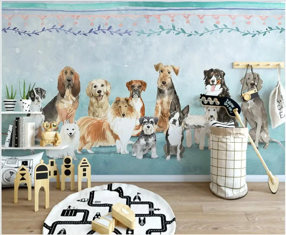 

3d wallpaper for walls in rolls Modern cartoon pet puppy children's room home decor custom mural photo wallpaper on the wall