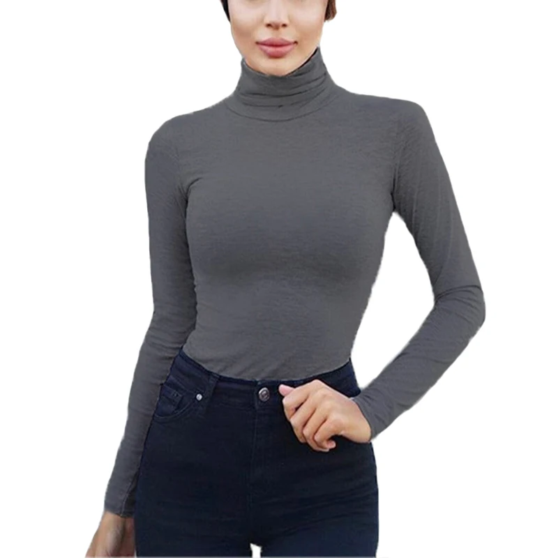 

Turtleneck Long Sleeve Sexy Bodysuit Women Solid Color Bodycon Skinny Warm Romper Elegant Autumn Bottoming Jumpsuit