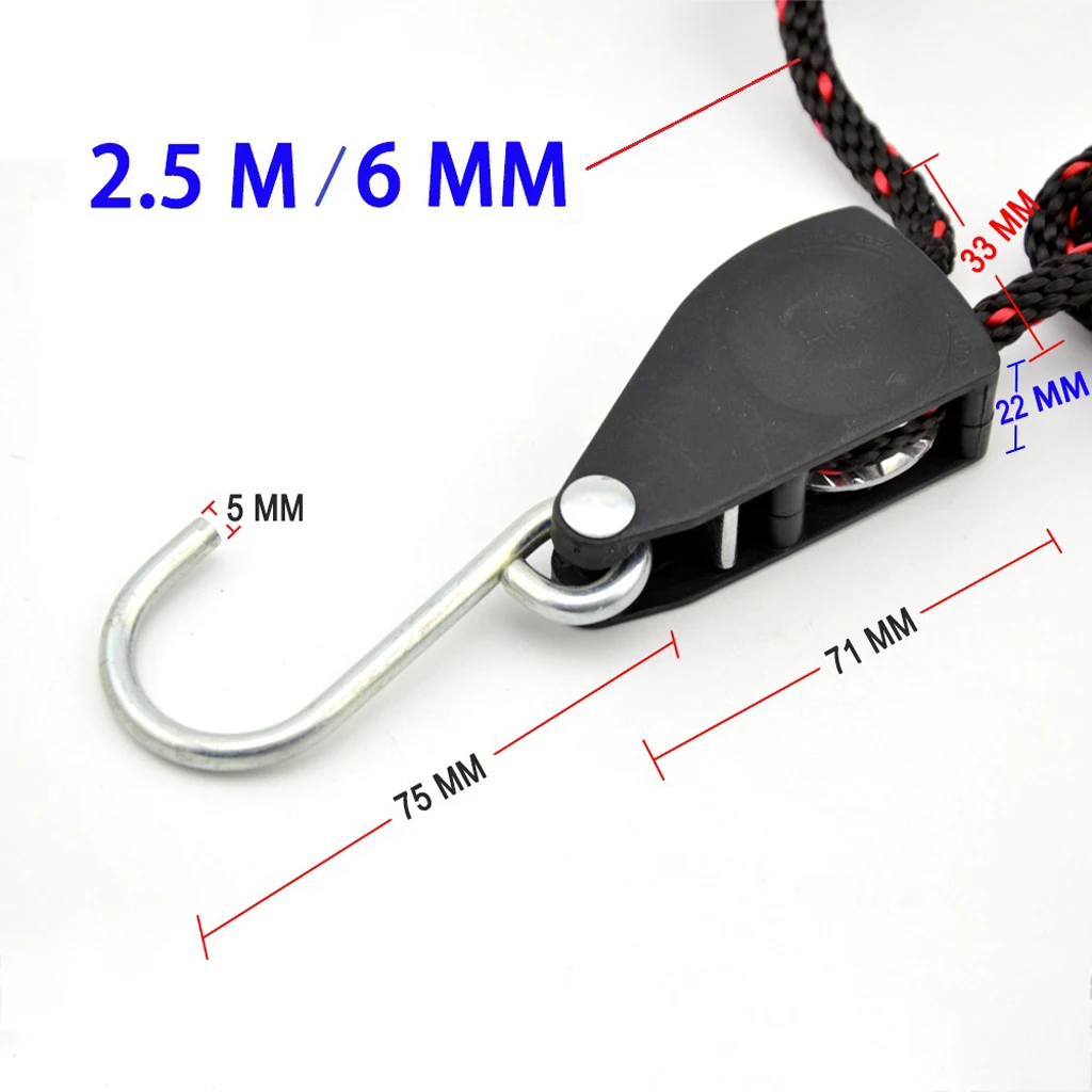 

Kayak Ratchet Car Tie Down 8.2ft Adjustable Rope Pulley Carrier Hanger