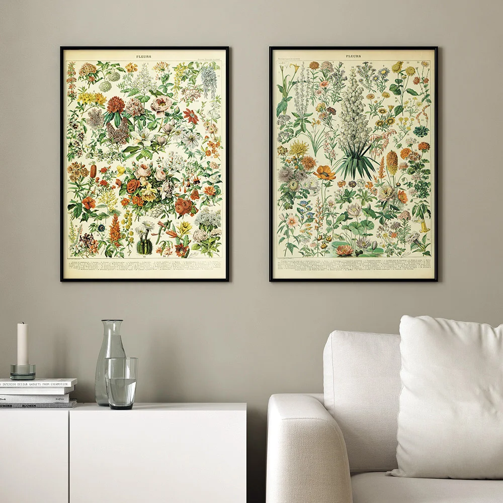 

Винтажный цветочный постер, античная Цветочная Печать на холсте, искусство, ботаническая искусство, ретро настенное искусство, домашний де...