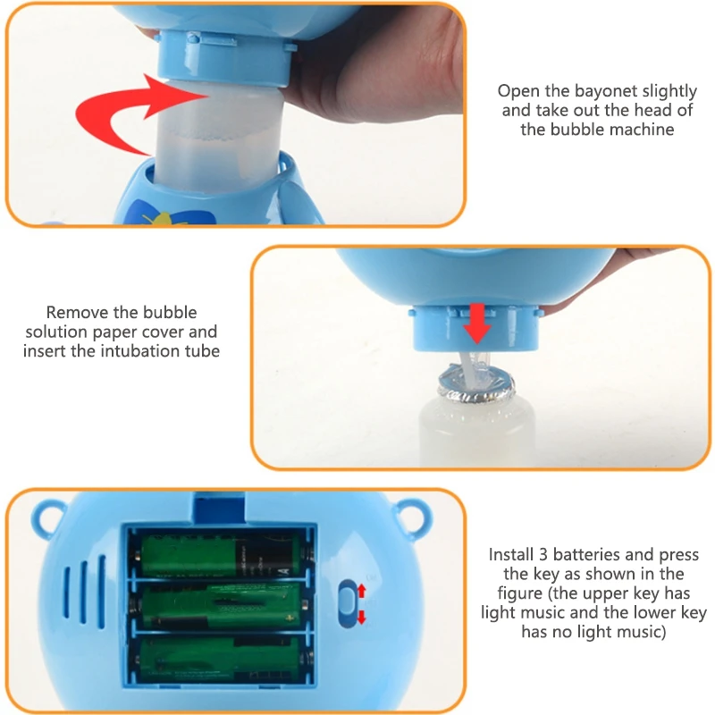 

Children Cartoon Bubble Machine Hanging Lights Music Electric Bubble Machine One-Key Bubble
