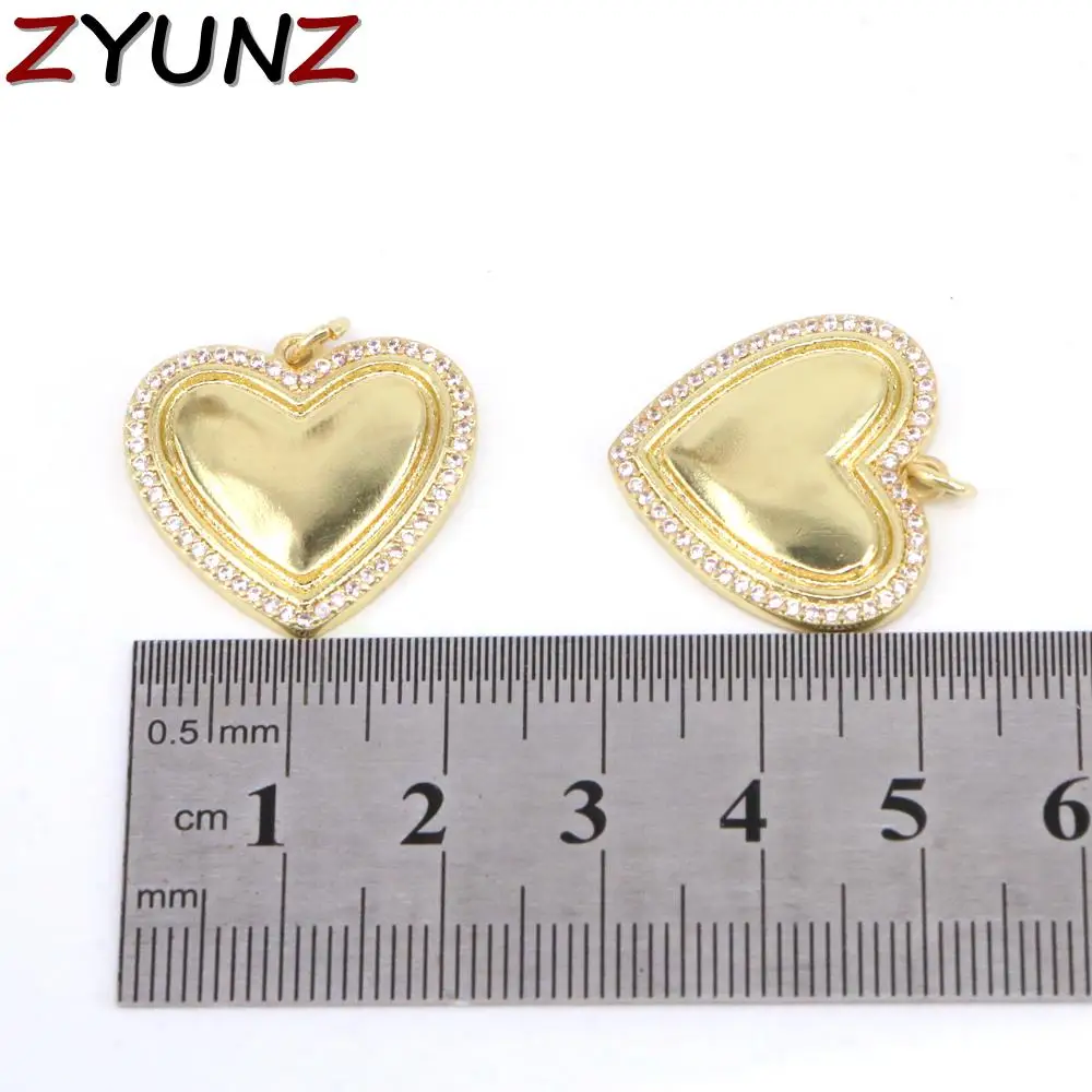 

10PCS, Gold-Color Metal Copper Heart CZ Crystal Heart Charms Pendant For DIY Bracelet Necklace Jewelry Making