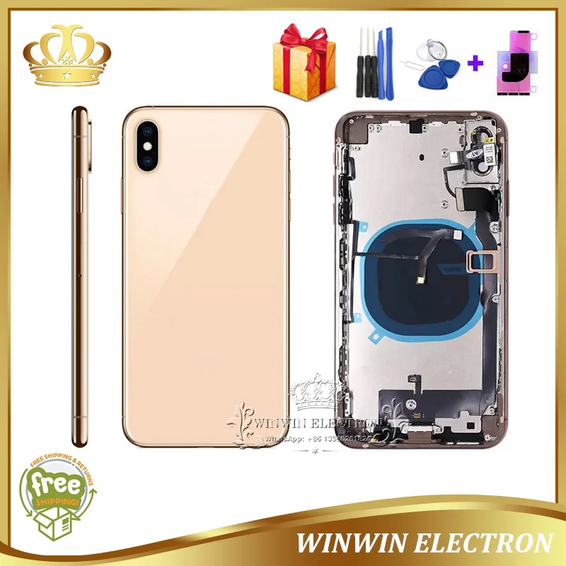 Протестированная задняя крышка средняя Рамка для iphone XS MAX Корпус Шасси с гибким кабелем в сборе задняя крышка аккумулятора и кнопки