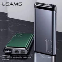 usams 10000mah aluminum alloy dual ports power bank for iphone xiaomi huawei tablets laptop type c micro usb external battery