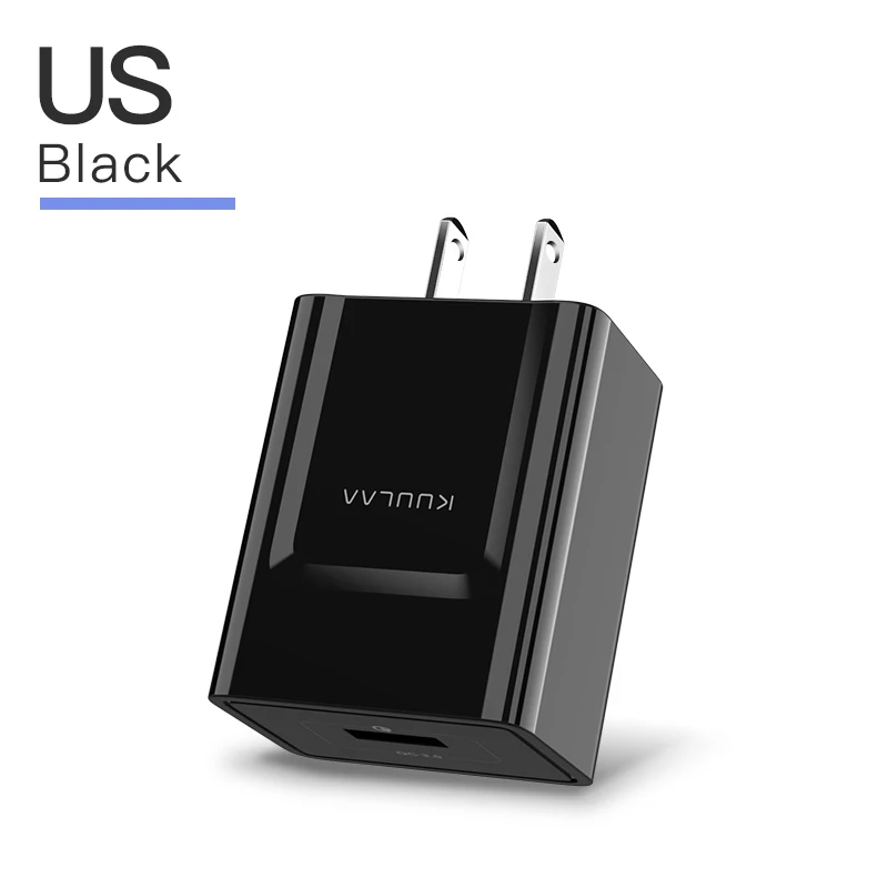 Black US KUULAA Quick Charge 3,0 зарядное устройство 18 Вт QC 3,0 Быстрая Зарядка телефона USB зарядное устройство адаптер EU вилка настенная Зарядка для Xiaomi iPhone samsung - Тип штекера: Black US