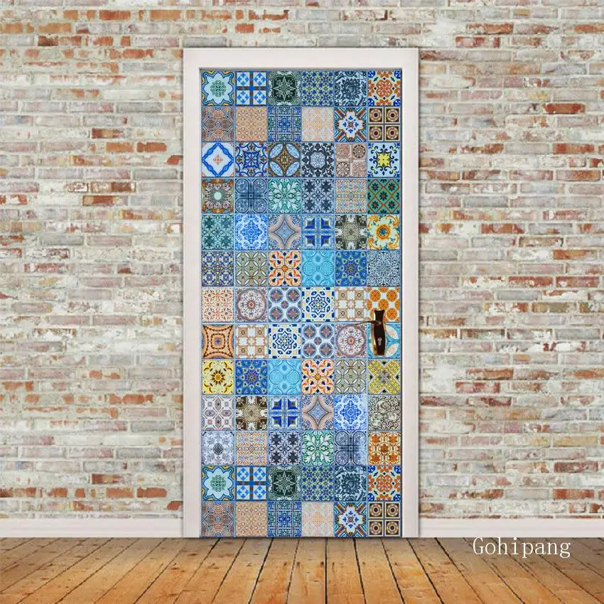 2 шт./компл. наклейки на двери для комнат абстрактный Декор обои 3D Двери росписи