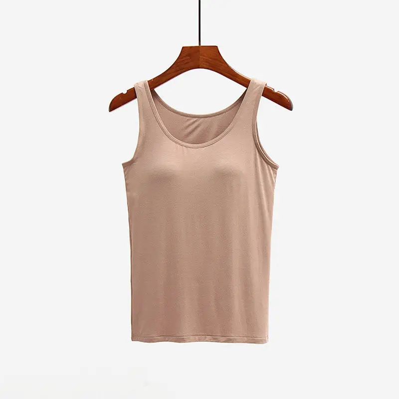 Women 2020 New Fashion New Padded Bra Tank Top Female Model Spaghetti Solid Cami Top Vest Ladies Built In Bra G05