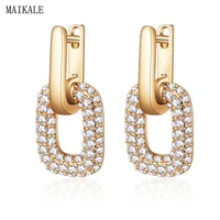 maikale luxury aaa cubic zirconia stud earrings for women gold silver color round circle earrings korean fashion jewelry gifts