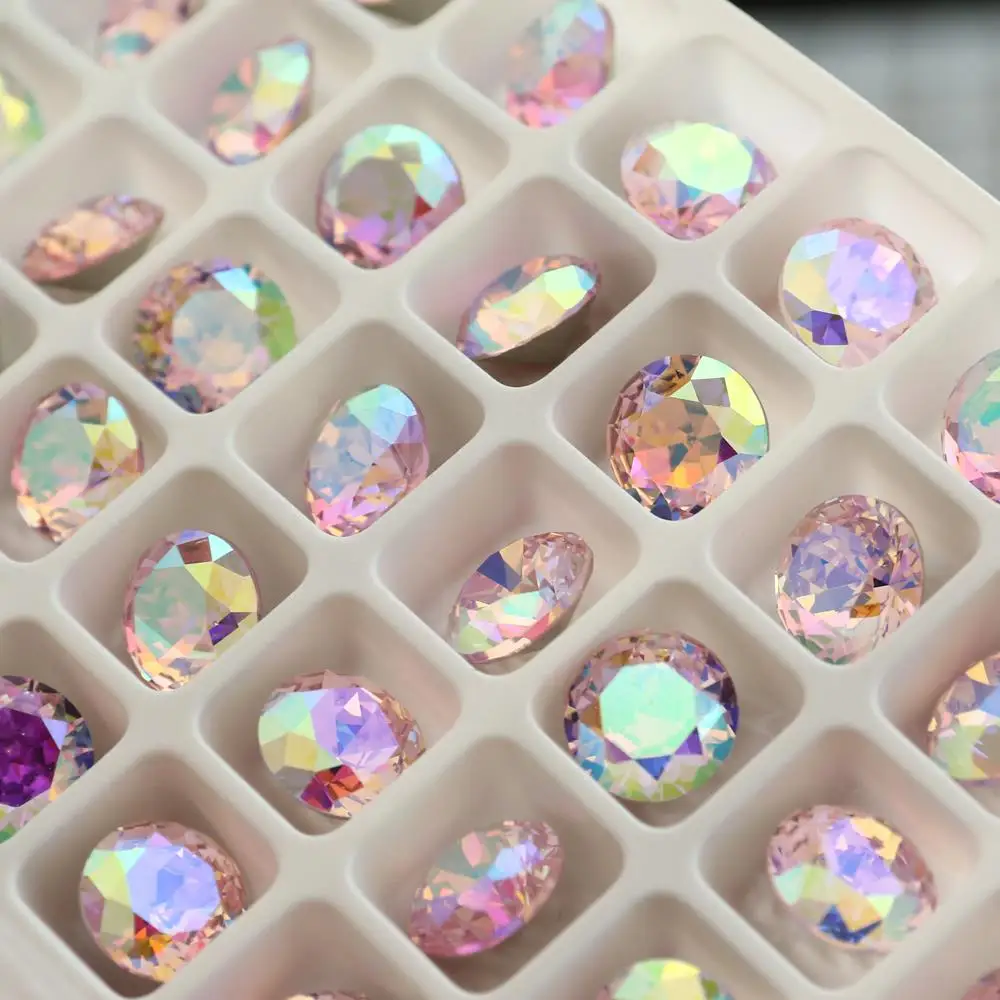 Круглые стеклянные стразы К9 с блестками алмазные свободные камни для одежды