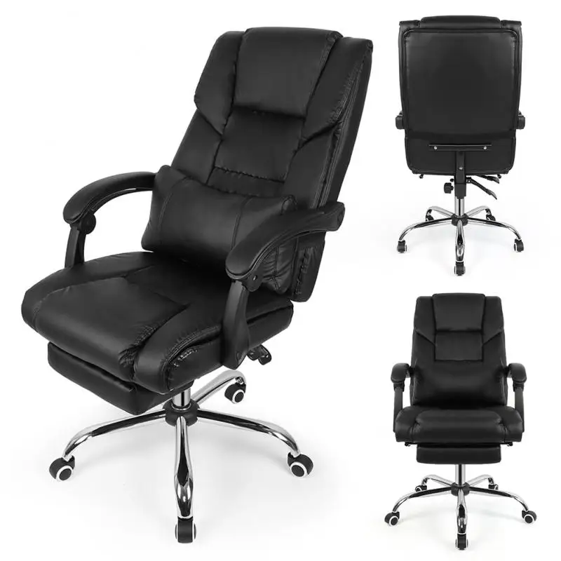 

Офисное кресло, черное Роскошное кресло для защиты крыльев, кресло для босса с подушкой для поясницы и подставкой для ног, эргономичное регу...