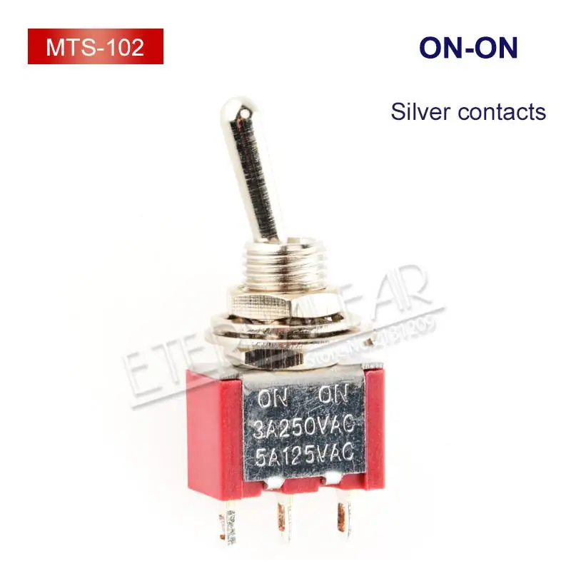 Red-MTS-102 SPDT DPDT сброс запирающий переключатель MTS-102 5A 6A 125V 3A 250 AC Mini 3 6PIN ON-OFF-ON кулисный переключатель фары двигатели - Цвет: Red-MTS-102