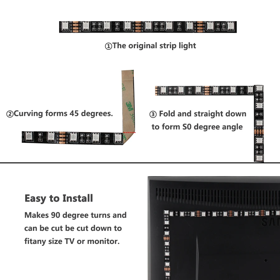 5 в постоянного тока светодиодный светильник RGB PC SMD 5050 черная печатная плата 50 см-5