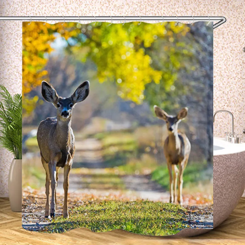 Осенний олень индивидуальные занавески для душа с Hock Ванная Комната Занавески s