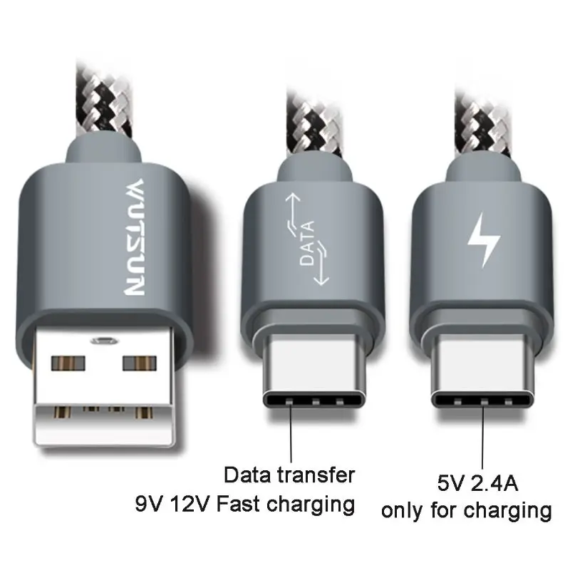 USB 2,0 type A Мужской Двойной usb type C сплиттер папа-папа Y Быстрая зарядка кабель для передачи данных провод для Samsung huawei HTC ZTE Android Mobile