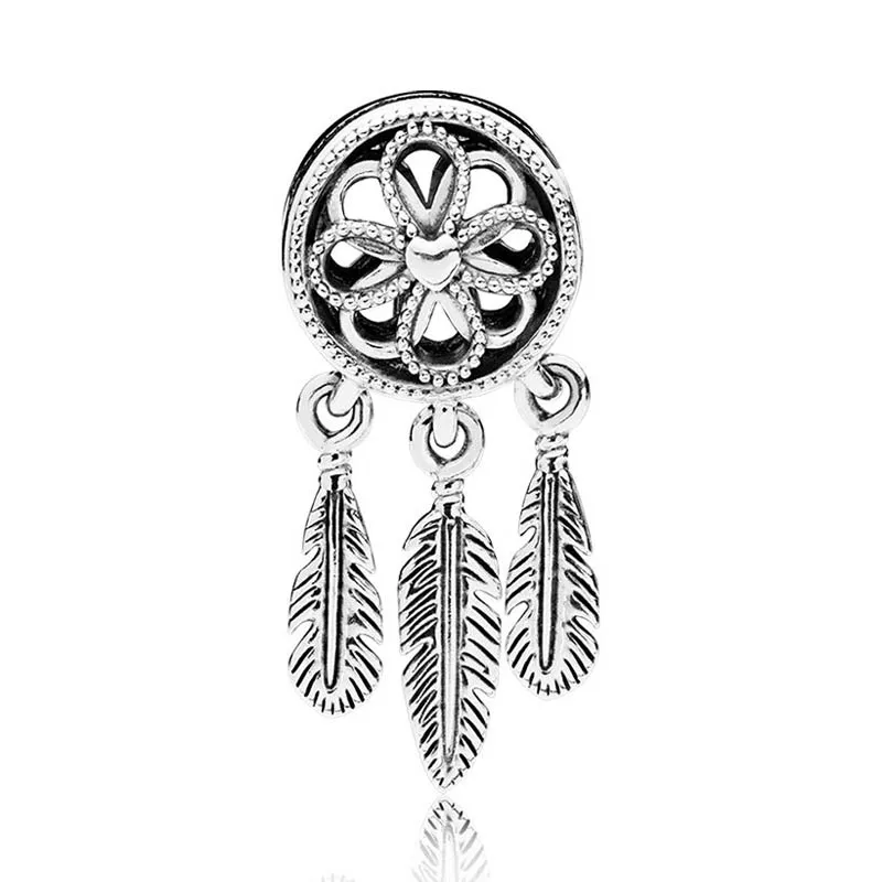 

Подвеска из серебра 925 пробы с бусинами подходит для браслетов Pandora, подвеска в Религиозном стиле, Ловец снов, Очаровательная Женская Подаро...