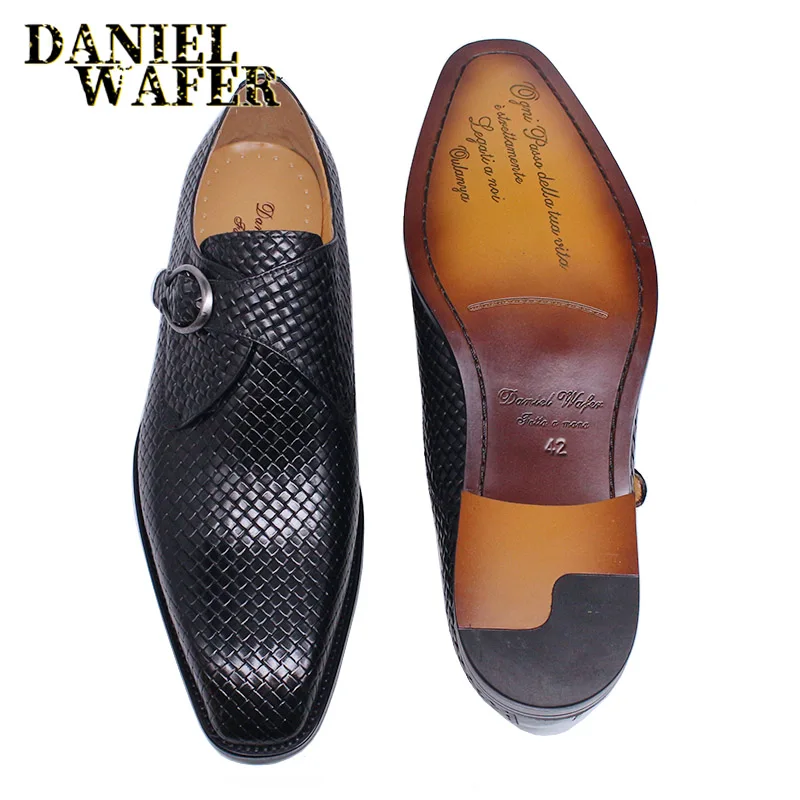 Luxury Men Loafers Shoes Classic Dress Genuine Leather Green Black Monk Strap Wedding Office Suit Size 38 To 47 | Обувь