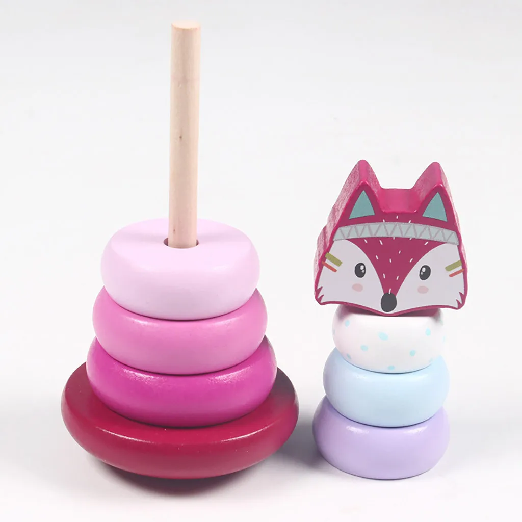 Деревянные Складные кольца игрушки со слонами милые развивающие слоны для рук и