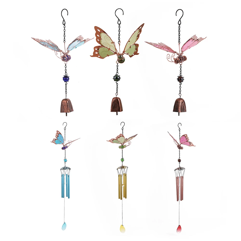 

Креативная светящаяся подвеска в виде бабочки, колокольчиков, колокольчиков с солнечным нагревом, Настенный декор, украшение для сада и окн...