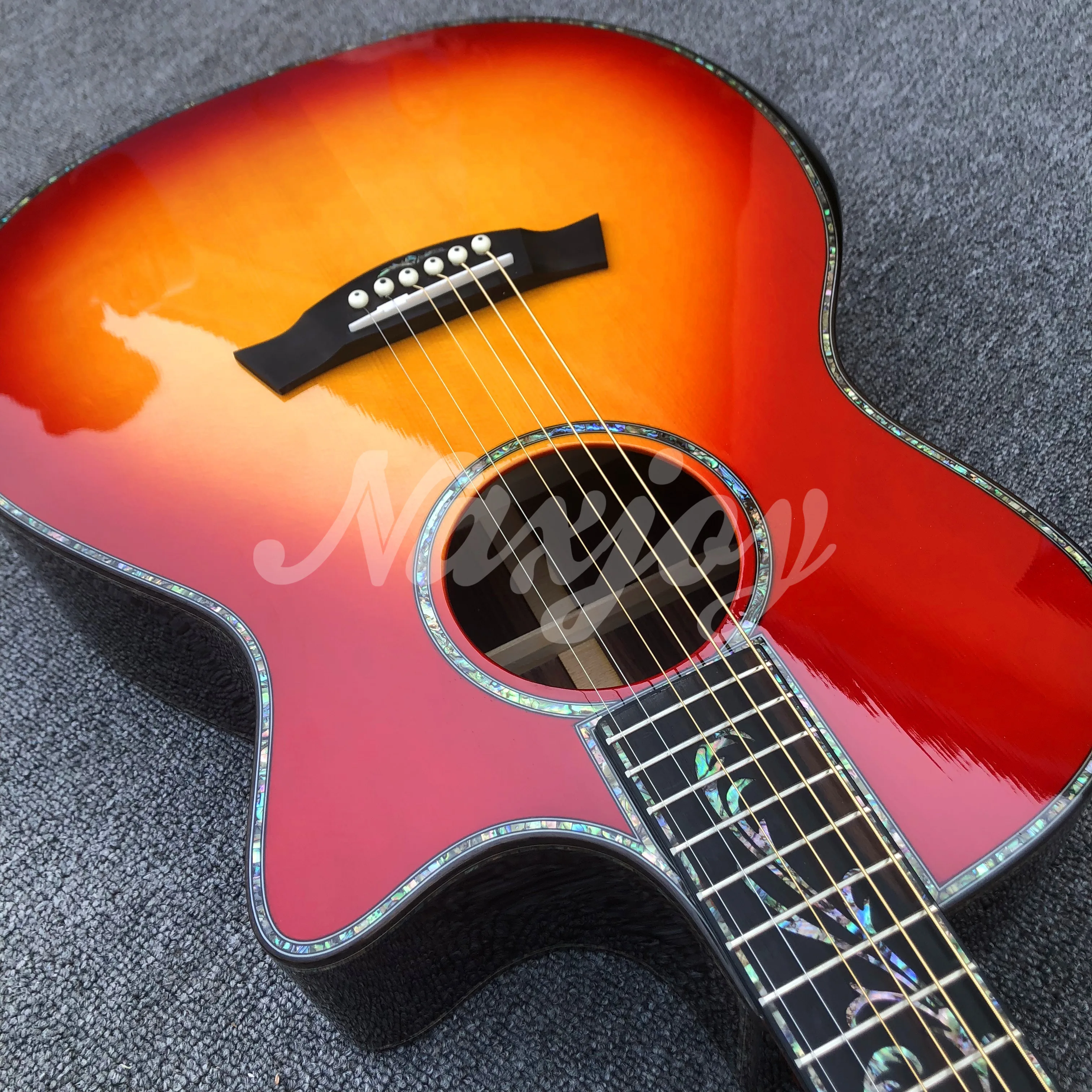 

41 Inch Cherry Solid Spruce Top PS14 Acoustic Guitar Ebony Fingerboard Arm Rest Cutaway Rosewood Back and Sides PS14ce Guitarra