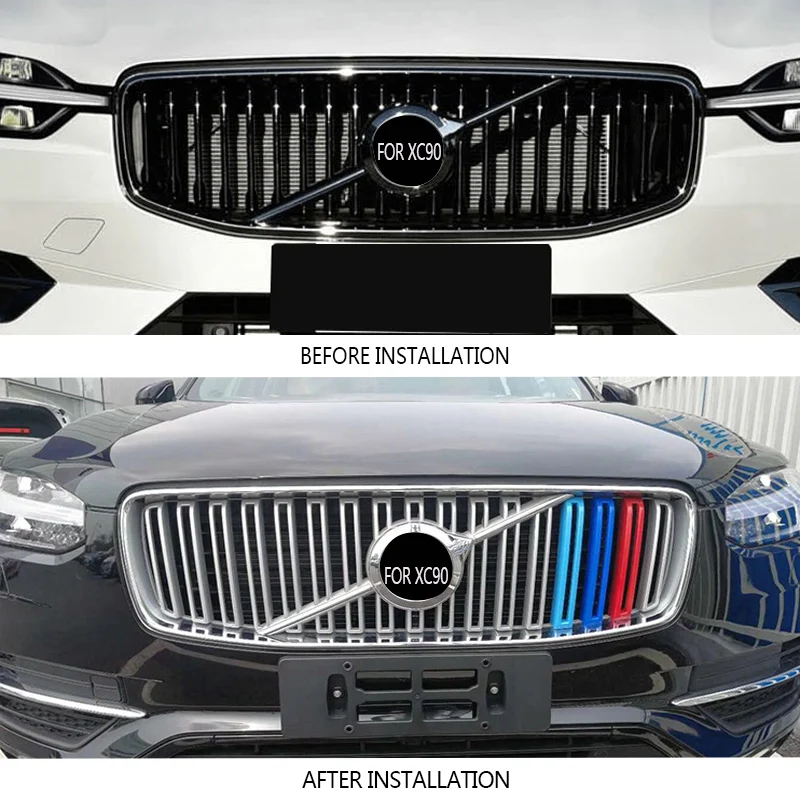 Трехцветная сетчатая Декоративная полоса для Volvo xc90 2015 2019 Новые модифицированные