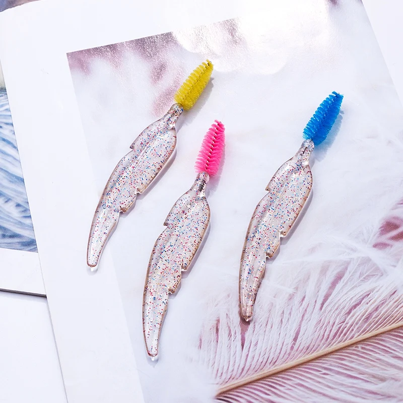 Стильная красивая в форме пера ручка для глаз щеточка ресниц кристальная