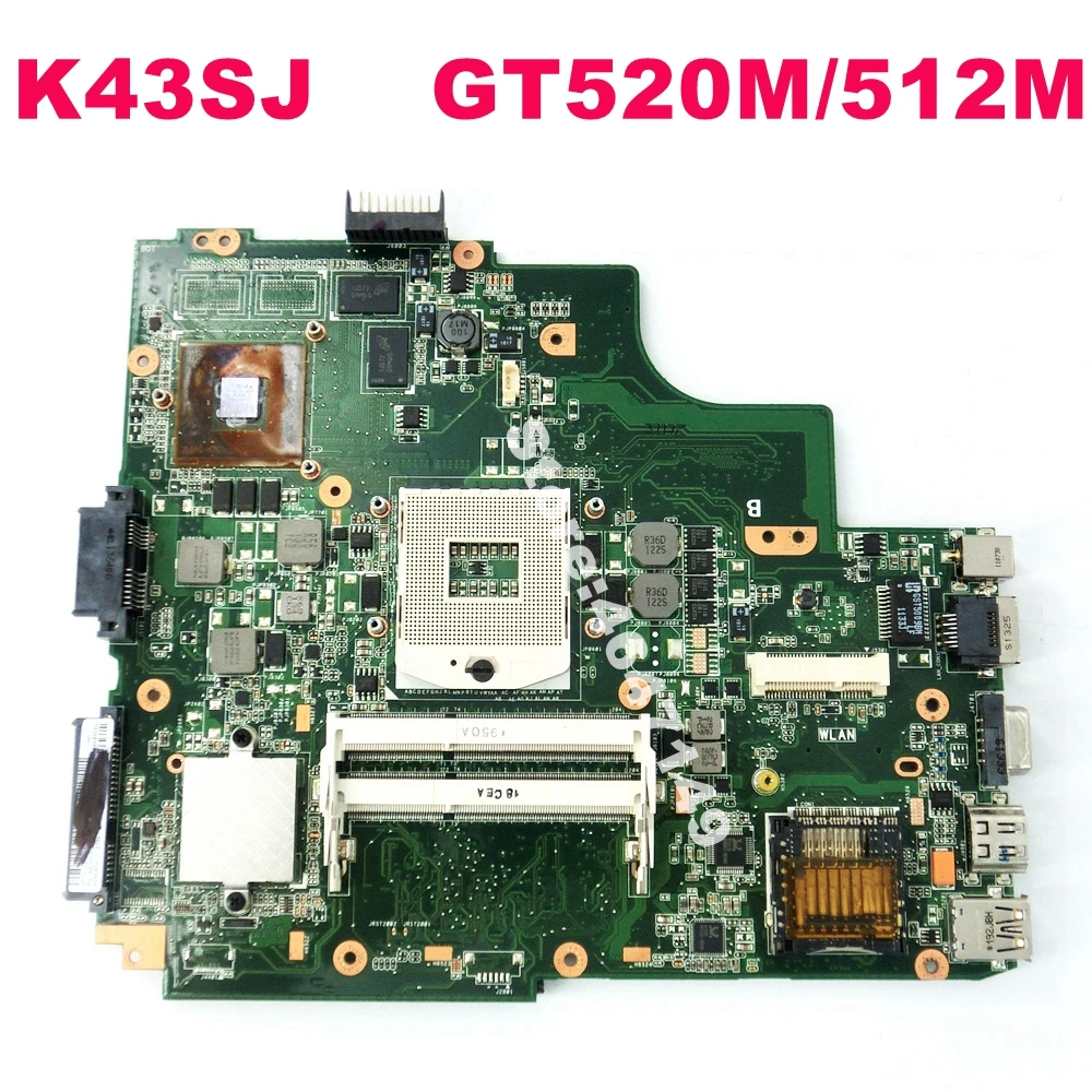 

K43SJ GT520M 512M Mainboard REV 4.1 For ASUS X43S A43S K43S A84S A84S A43S K43SV K43SJ K43SM Laptop Motherboard 100% Tested