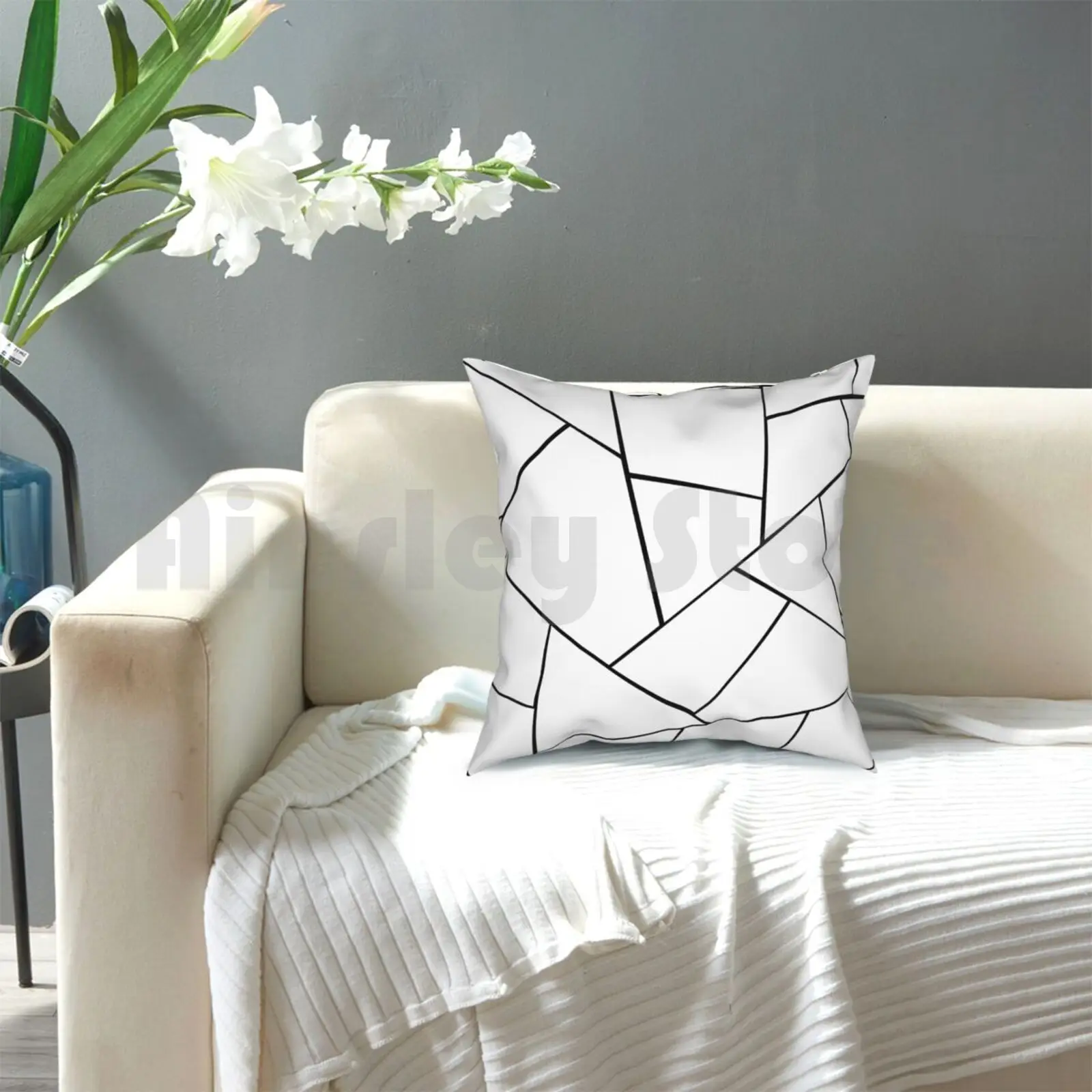 Черно-белая Геометрическая Гламурная Подушка #1 # Geo Decor художественная Чехол с