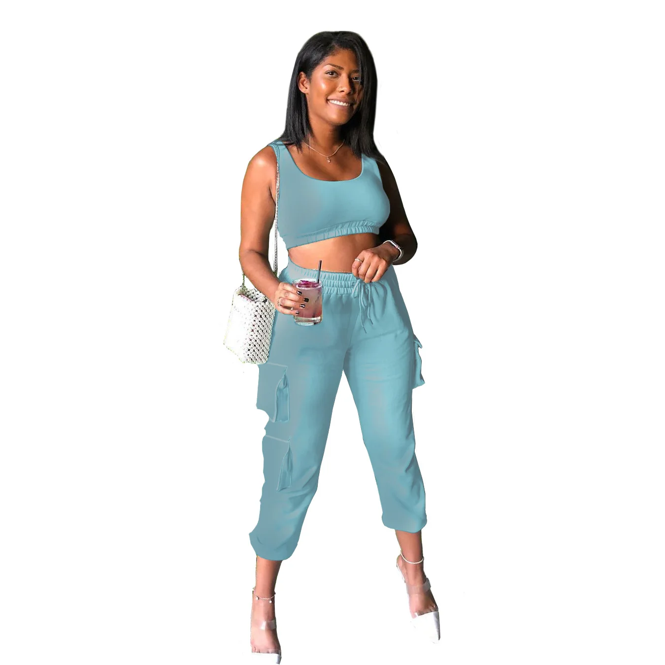 

Women's Casual Pants Suit New European and American Plus Size Yoga Suit Fashion Summer