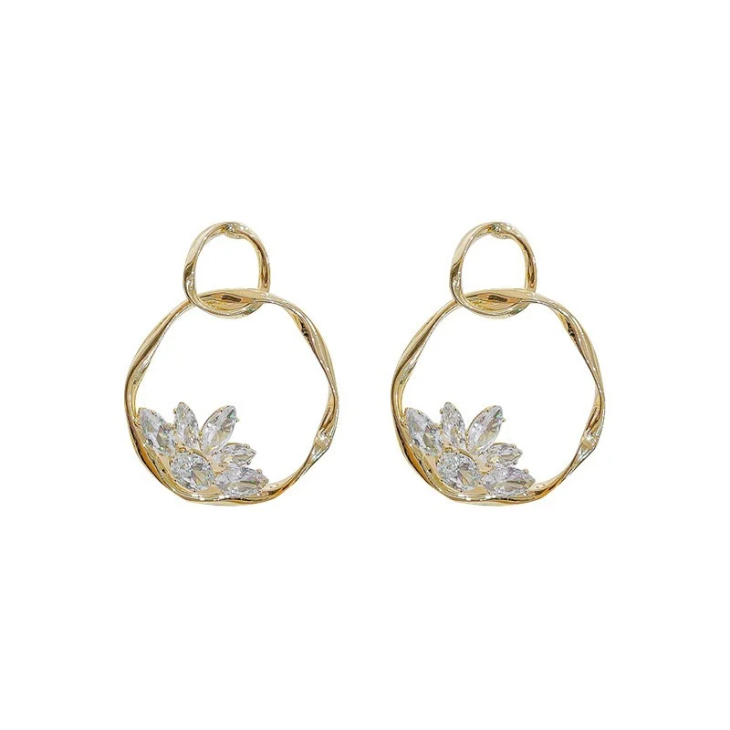 

2021 new Korean round zircon flower earrings fashion wholesale eardrop earring Party Earrings Accessories Fashion Jewelry