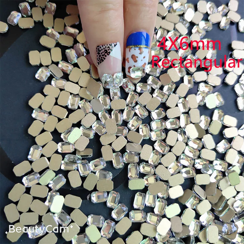 4X6mm Rectangular Big pack 1000pcs shinny crystal Non Flat back Rhinestones for Lady DIY Glue On 3D Nail Art nails | Дом и сад