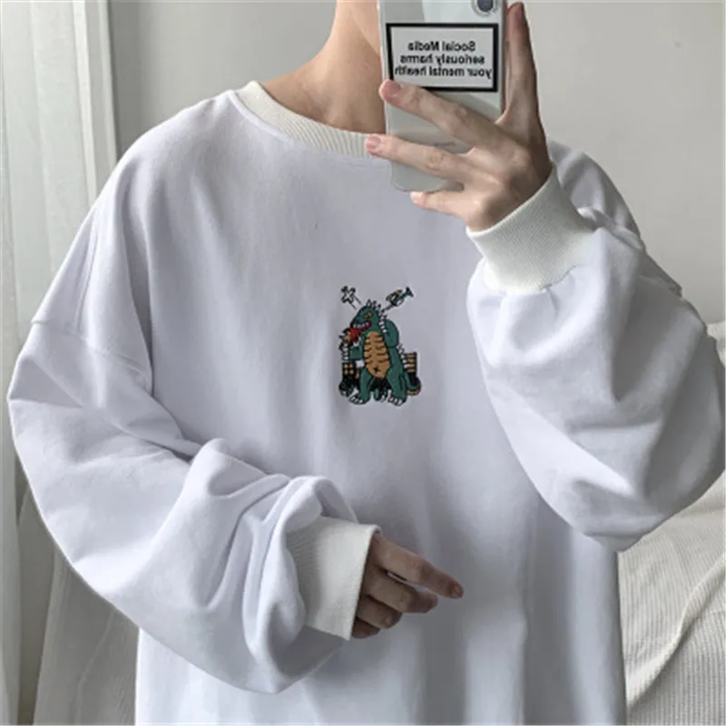 2020 мужские осенние пуловеры с вышивкой динозавра толстовки 3 цвета худи круглым