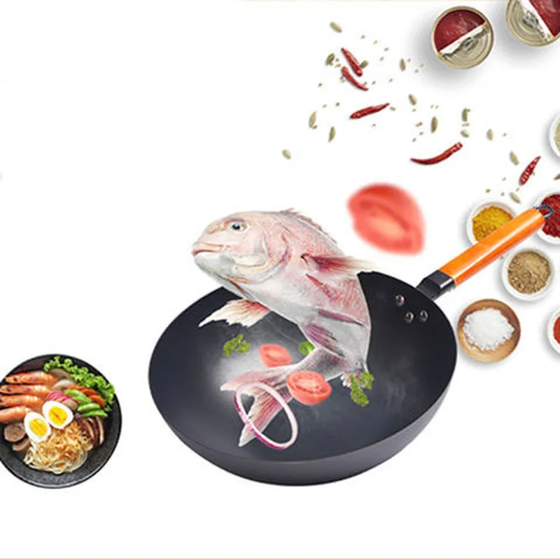 Wok non-stick pot 20/26CM frying pan smokeless cast iron skillet induction cookware kitchen | Дом и сад