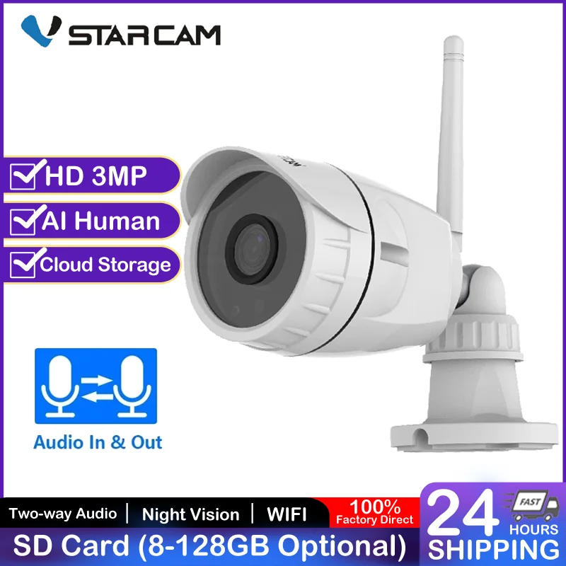 

Vstarcam 3MP 2MP IP Camera Wifi Outdoor Camera IP66 Waterproof Security Surveillance Cam IR-Cut CCTV Bullet IP Camera AI Human